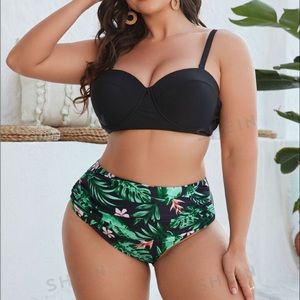 SHEIN Swim New Shein Swim Vcay Plus Tropical Print Push Up Bikini